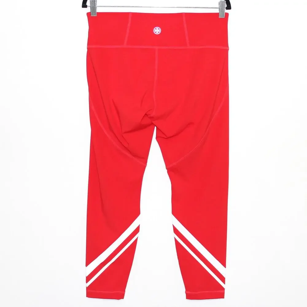 Tory Burch Sculpt Compression Chevron 7/8 Legging Radient Red White XL